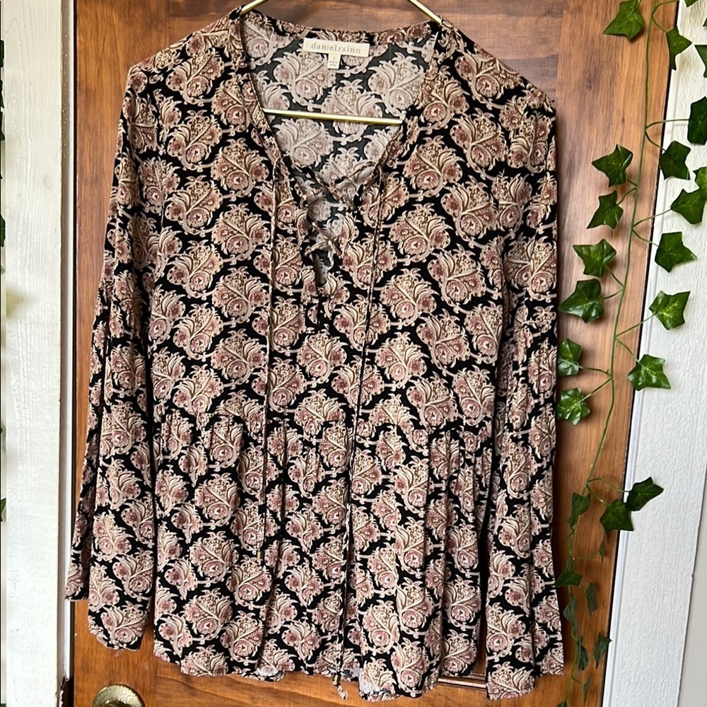 Boho Peplum Waist Laced V-Neck Blouse | S